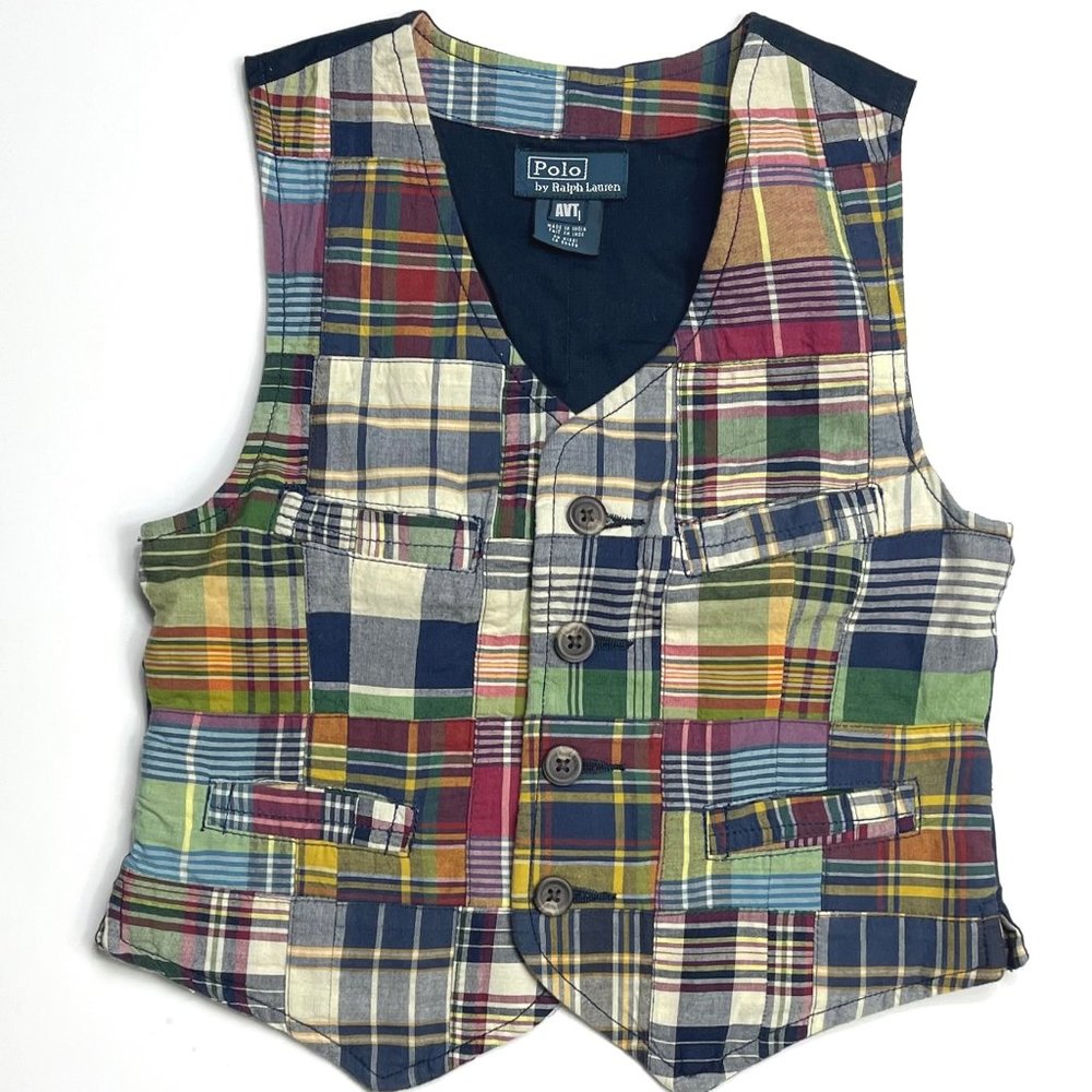 New Ralph Lauren Boys Patchwork Vest sz 5